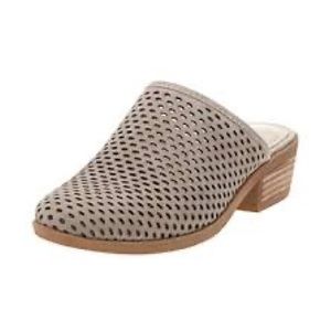 BARETRAPS Glynda Perforated Suede Genuine Leather Heeled Mules Clogs - Size 8.5